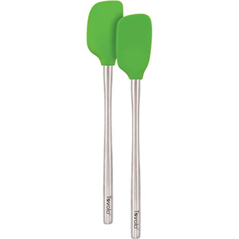 Tovolo Flex-Core Stainless Steel Handled Mini Spatula & Spoonula, Spring Green - Set of 2