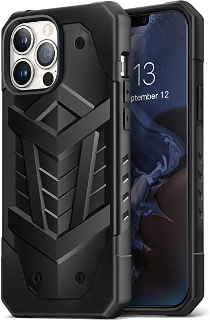 MOBOSI Compatible with iPhone 13 Pro Max Case, Rugged Military Grade Drop Protection Phone Case, Pavis Armor Hard Shockproof Heavy Duty Protective Cover Case 6.7 Inch, Black