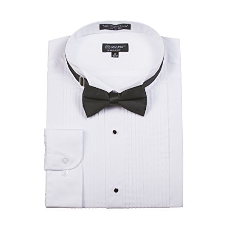 Milani Wing Collar Tuxedo Shirts With Standard Cuffs & Bow Tie