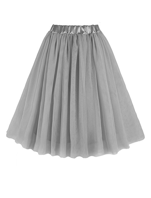 V28® Women Midi Tulle Tutu Ballet Ruffle Bridal Cosplay Petticoat Princess Skirt