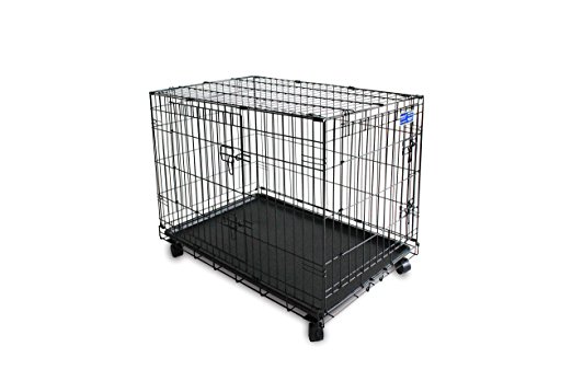Simply Plus Dog Crate [Newly Designed Model], Double-Doors Folding Metal w /Tray
