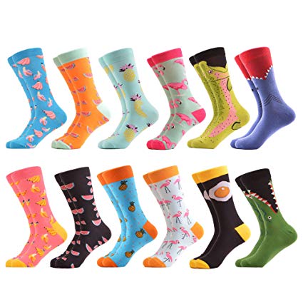 WeciBor Men's Funny Casual Combed Cotton Novelty Crazy Fancy Socks Packs