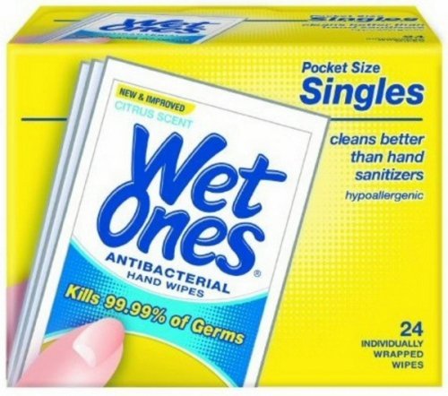 Wet Ones Wipes, Hands & Face, Antibacterial, Citrus Scent, Singles, 24 ct.