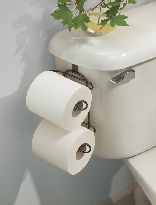 mDesign Bathroom Over-the-Tank 2 Roll Toilet Tissue Paper Holder Bronze