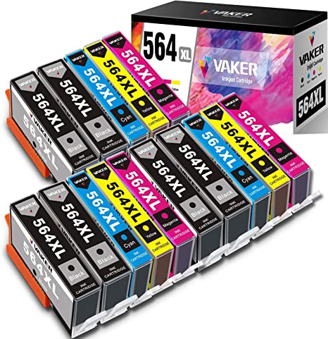 VAKER Compatible Ink Cartridge Replacement for HP 564XL 564 XL for Hp Photosmart 5520 6510 6515 7510 7520 7525 C5370 C5380 C5550 C5570 C5580 B110a DeskJet 3520 3522 Officejet 4620(15 Pack)
