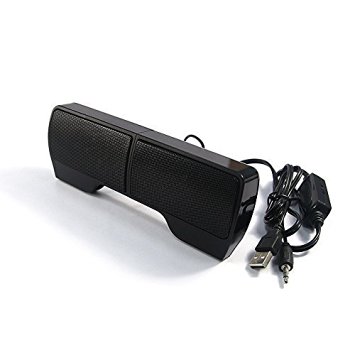 Jcotton 3.5 mm Small Portable Speaker Detachable Multimedia Clip-On Stereo Speakers Sound Laptop Wired USB Desktop PC Mini SoundBar - Black