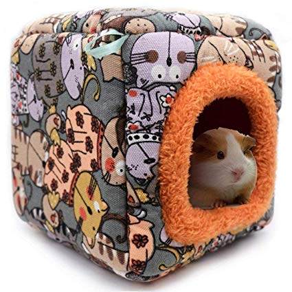 KAMEIOU Guinea Pig Rat Hedgehog Small Animal Cage Bed Habitat House Washable Warm Hamster Hedgehog Chinchilla Rat Guinea Pig Bedding Habitat Nest Cube Cave for Small Animals Beds