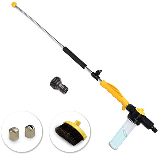 Brizer Water Zoom Hydro Jet High Pressure Power Washer Wand – 30 Inch   9 Inch Long Extendable Sprayer, Flexible Hose Nozzle, for Car Washer, Window Water Cleaner, Glass Cleaning Tool, 2 Tips