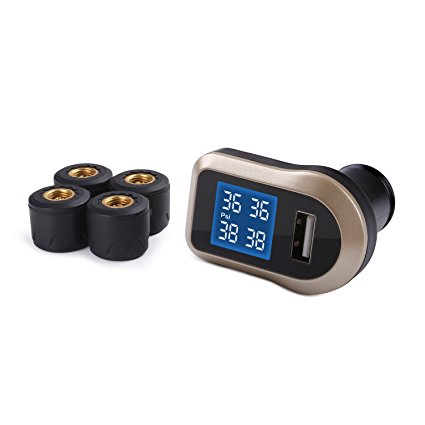 AUKEY Tire Pressure Gauge with TPMS Monitoring System, Build-in Alarm and USB Charging Port