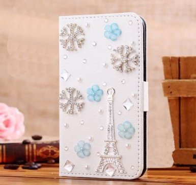 iPhone 6S CaseiPhone 6 CaseHundromi iphone 66S Luxury 3D Bling Crystal Rhinestone Wallet Leather Purse Flip Card Pouch Stand Cover Case for iPhone 66S47-inchsnow
