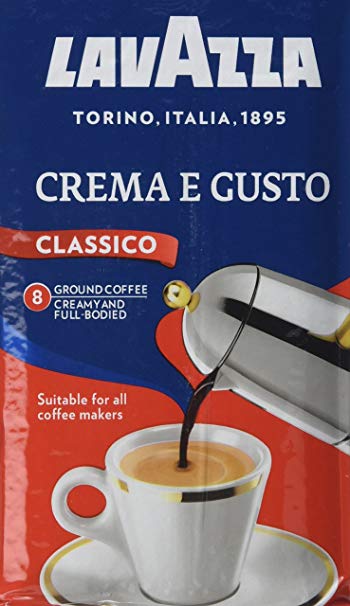 Lavazza Crema e Gusto Ground Coffee, 250 g, Pack of 8