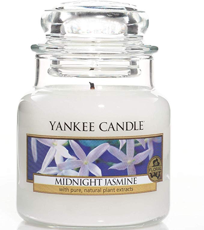 Yankee Candle Small Jar Scented Candle, Midnight Jasmine, Up to 30 Hours Burn Time, Glass, White