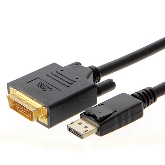 DP to DVI, CableCreation 6 Feet DisplayPort to DVI Cable, DP Male to DVI Male Cable with built in IC Chipset, Black Color