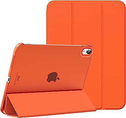 MoKo iPad 10th Generation Case 2022, Slim Stand Hard PC Translucent Back Shell Smart Cover Case for iPad 10th Gen 10.9 inch 2022, Support Touch ID, Auto Wake/Sleep, Orange