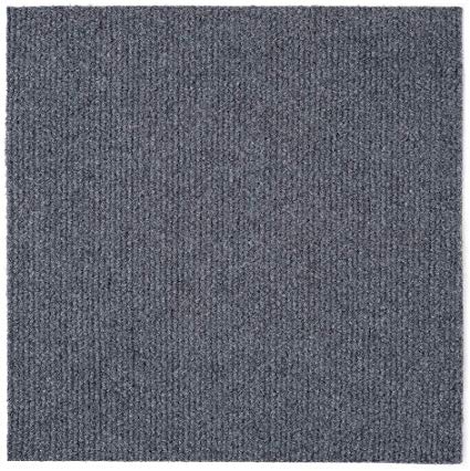 Self Adhesive Carpet Tile, Easy to Peel and Stick Carpet Floor Tile - 12 Tiles/12 sq Ft.