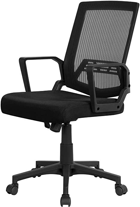 Yaheetech Desk Chair Ergonomic Office Chair Adjustable and Swivel Fabric Mesh Chair with Comfortable Lumbar Support