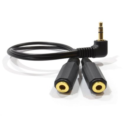 kenable 3.5mm Right Angle Stereo Jack Audio Splitter Adapter Cable Lead 20cm (~8 inch)