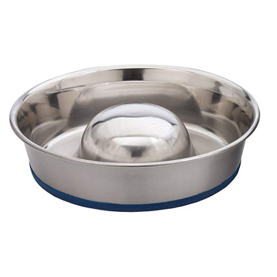Our Pets Premium DuraPet Slow Feed Dog Bowl Medium, Silver