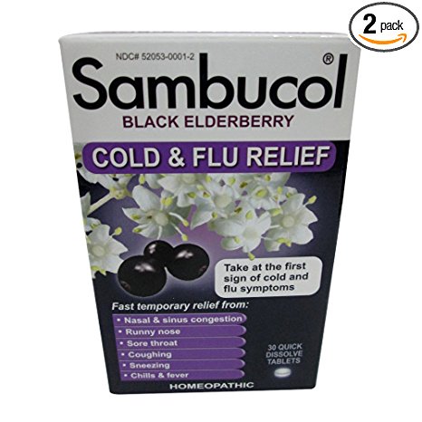 SAMBUCOL BLACK ELDERBERRY COLD & FLU, 30 TAB (2 Pack)