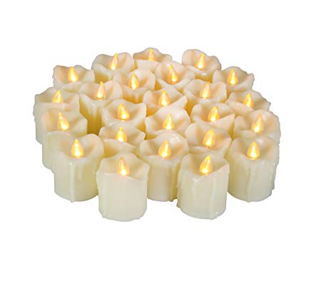 Candle Choice 24 PCS Premium Realistic Flameless Votive Candles, Battery-Operated Tealights, Long Battery Life 120  Hours, 1.5"(D)2"(H), with Drips