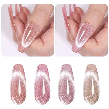 Vishine Glitter Galaxy Cat Eye Gel Nail Polish 4 Colors Set with Magnet for Holographic Cat Eye, Salon Gel Manicure and Nail Art DIY at Home 8ml