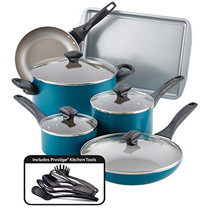 Farberware 20361 Nonstick Cookware Set, Large, Teal