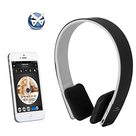 Black AEC Noise Reduction Wireless Bluetooth Headphones 3.0 Stereo Earphone Over-the-ear Headset, Built-in Microphone Volume Control