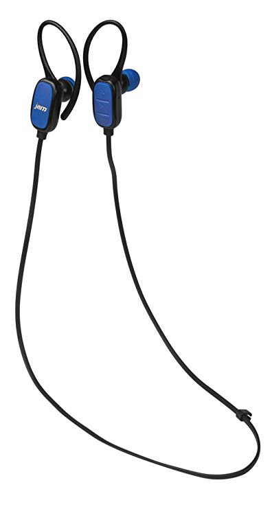 JAM Transit Evo Buds Wireless Bluetooth Earbuds, Sweat-Resistant, Hands-Free Calling, Secure Fit ear hooks, Multiple Sized Ear Tips, Perfect for Sports, HX-EP320BL Blue