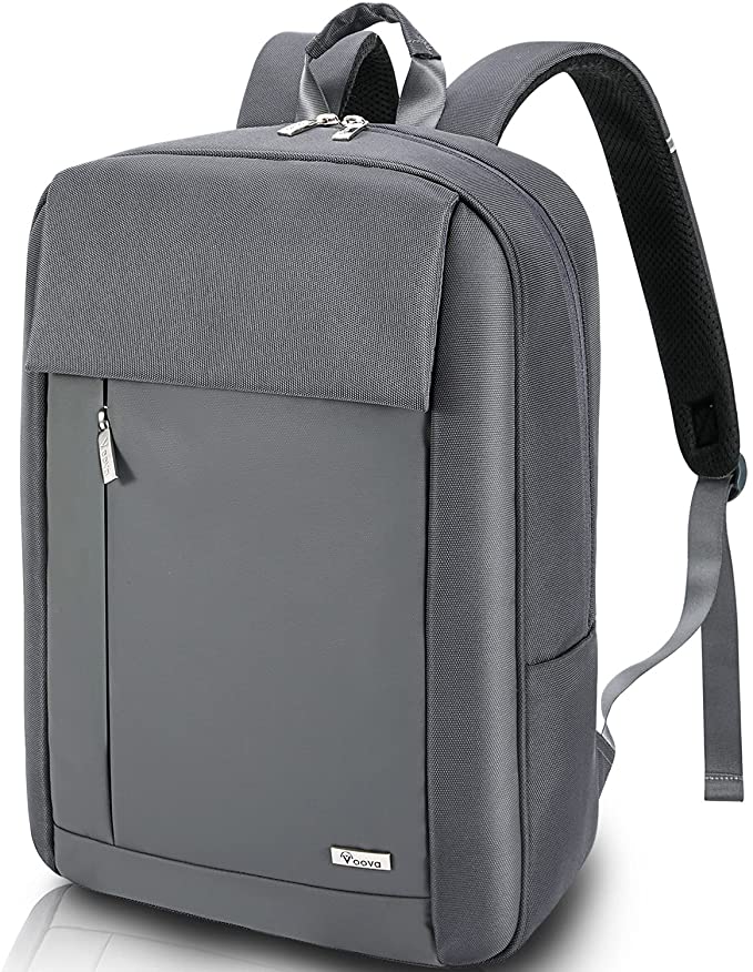 Voova Travel Laptop Backpack for Men Women, Business Work Commuter Tech Back Pack with Laptop Compartment, Slim Waterproof College School Bookbag Computer Bag Fits 14 15 15.6 Inch Laptop, Grey