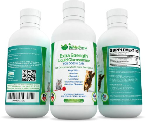 BeMedFreecom Liquid Glucosamine For Dogs and Cats Extra Strength Soothing Joint Relief
