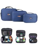 Mygreen Portable Electronic Accessories Travel Organizer Case Multi-functional Digital Storage Bag - 3pcs with Passport Cover Blue
