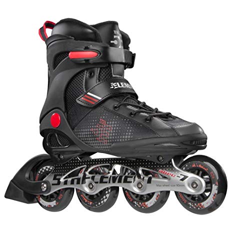 5th Element Stealth Mens Performance Fitness Inline Skates, Black and Red Rollerblades