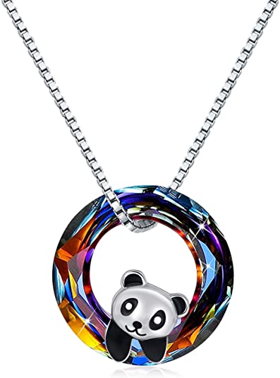 925 Sterling Silver Panda with Crystal Pendant Necklace Birthday Gifts for Women Daughter