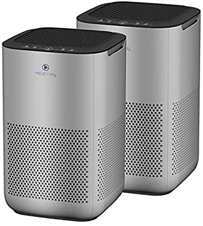 Medify MA-15 S2 | NEW MODEL JULY 2020 | Medical Grade Filtration H13 True HEPA Air Purifier | '3-in-1' Filters | 99.9% removal in a Modern Design - Silver 2-Pack