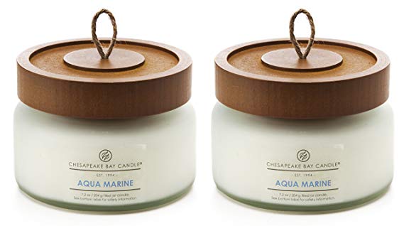 Chesapeake Bay Candle Scented Candle, Aqua Marine (Waterlily Seagrass) Small (2-Pack)