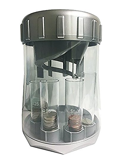 Automatic Coin Sorter and Electronic Coin Counter - Digitally Keeps Count of and Auto Sorts U.S. Quarters, Dimes, Nickels and Pennies into Individual Tubes