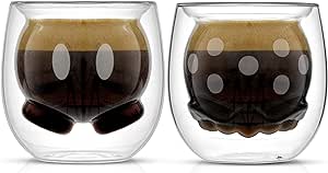 JoyJolt Mickey Pants and Minnie Skirt 3D 2oz Espresso Cups. Double Walled Espresso Glasses (2pc) Small Double Wall Glass Coffee Cups. Demitasse Cups, Espresso Measuring Cup or Liqueur Shot Glasses