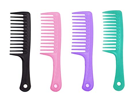 iPang 4Pcs Large Tooth Comb Detangling Hair Comb for Curly Hair Colorful