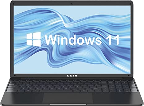 SGIN 15.6 Inch Laptop Windows 11 8GB RAM 256GB SSD ROM Celeron N4020C, IPS FHD 1920 x 1080, WiFi 2.4/5.0G, 2 x USB 3.0, Bluetooth 4.2, TF Card Expansion Up to 512 GB