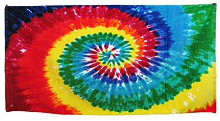 Hippie Tie-Dye Swirl Reactive Beach Towel 60" X 30"