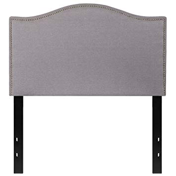 Flash Furniture Lexington Upholstered Twin Size Headboard with Decorative Nail Trim in Light Gray Fabric - HG-HB1707-T-LG-GG