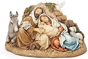 Restful Holy Family 9.5 Inch Resin Nativity Figurine