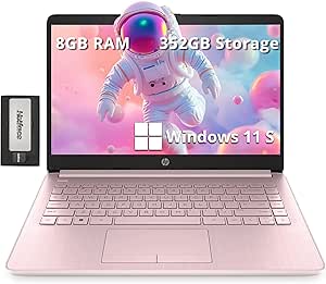 HP Premium Stream 14" HD BrightView Laptop, Intel Celeron N4120, 8GB RAM, 352GB Storage(64GB eMMC 288GB Docking Station Set), Intel UHD Graphics, Webcam, 1 Year Office 365, WiFi, HDMI, Win 11s, Pink