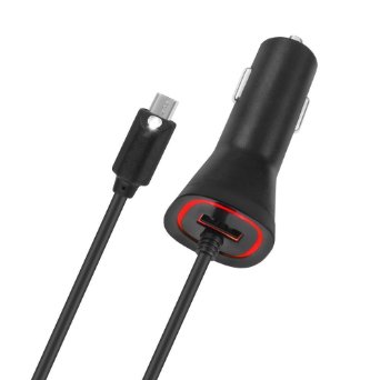 Samsung Galaxy S7 S6 Note 4 5 New Rapid Fast Car Charger - Dual USB Port 6 Foot Coiled Cord 5v / 2.4 Amp Compatible with Motorola LG HTC Samsung