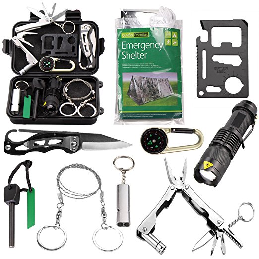 Survival Kit EMDMAK Outdoor Emergency Gear Kit with Emergency Survival Tent for Camping Hiking Travelling or Adventures