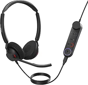 Jabra Engage 50 II Wired Stereo Headset with Link Call Control - Noise-Cancelling 3-Mic Technology and USB-A Cable, Ultra-Lightweight - MS Teams Certified, Works with All Other Platforms - Black