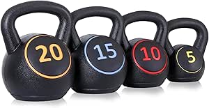 ZENY Kettlebell Sets, 50 lb Kettle Bell, Set of 4, From 5, 10, 15 and 20 lbs, Kettlebell Weights for Dumbbel Weights Exercise, Strength Strainging, Home Gym, Full Body Workout Equipment