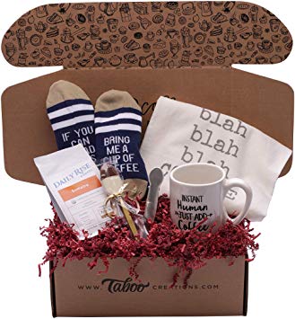 Taboo Creations Coffee Lovers Gift Basket Box - Fun & Unique Gift Box for Coffee Lovers