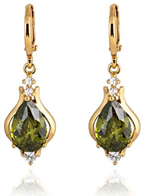 Yazilind Elegant Unique Design 18K Gold Plated Inlay Teardrop Cubic Zirconia Dangle Drop Earrings for Women
