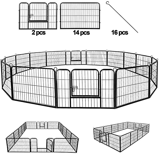 BestPet Dog Pen Extra Large Indoor Outdoor Dog Fence Playpen Heavy Duty 16/8 Panels 24 32 40 Inches Exercise Pen Dog Crate Cage Kennel